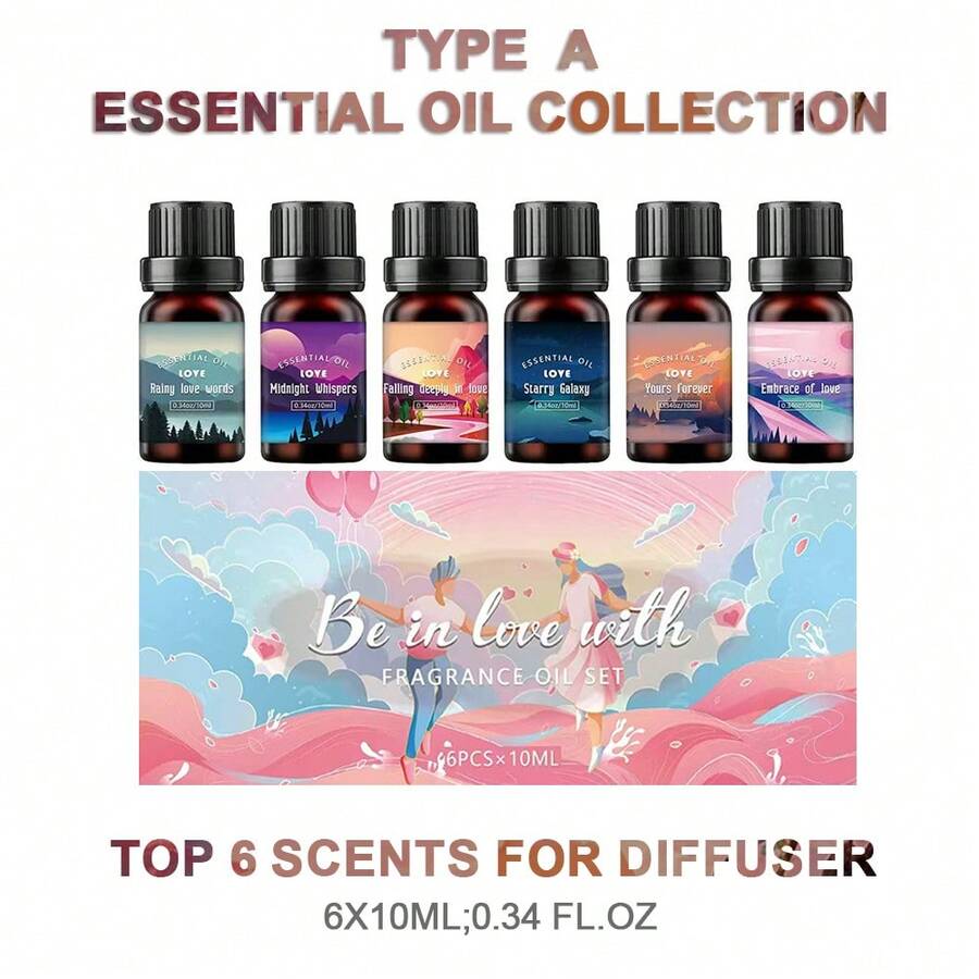 Juego de aceites esenciales de alta calidad, aceites esenciales naturales, adecuados para aromaterapia en el hogar, velas, humidificadores, difusores, aromaterapia, el mejor regalo para tu ser querido (6*10ml/0.34oz) - Marrón - Ver 1