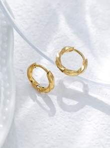 Mazuer 1 Pair 18K Gold Plated Retro Vintage Candy Color Unique Design Twist Hoop Earrings, Y2K Western Jewelry Gift For Girlfriend Mother's Day Ramadan Thanksgiving July 4th Holiday Party Daily Vacation