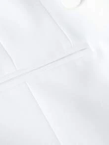 Dam kavaj i enfärgad polyester för kontor och pendling, professionell stil med knappfickor, mångsidig för vår och höst, vit - Vitt - Visa 6