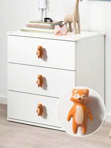 1pc Cartoon Animal Ceramic Cabinet Door Pull Handle, Cute Kids Drawer Knob, Single Hole Vintage Ceramic Drawer Pull Handle For Children Room