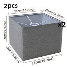 2件方形布艺台灯灯罩，酒店民宿居家卧室装饰落地灯灯饰配件吊灯外壳台灯罩壁灯灯饰外壳可拆卸布艺灯罩布艺灯罩10.2英寸X10.2英寸X7.8英寸 - 彩色 - 查看 14