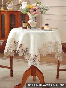 Vải 100% Polyester, ren thêu tinh tế, hòa tan trong nước, khăn trải bàn ăn nhà bếp, khăn phủ tủ, trang trí nhà cửa, tụ họp gia đình, trang trí ngày lễ, trang trí tiệc cưới trong nhà ngoài trời, 1 chiếc - Màu Khaki - Xem 10