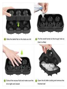 Large Round Ice Cube Silicone Ice Cube Tray Big Ice Cube Mold Reusable Ice Mold Ball For Ice Mould 4/6/8 Grid Ice Ball(BLACK)