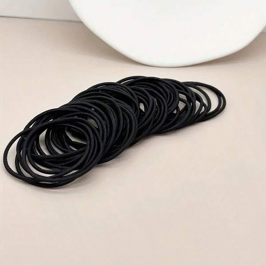 100 Stück schwarze, perfekt kombinierbare elastische Haargummis, einfache und vielseitige Haargummis, Haargummis, Haargummis, Haargummi-Scrunchies