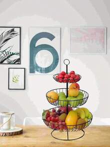 1pc Fruit Basket With 3 Shelves, Large Metal Wave Fruit Basket, Storage Basket For Fruits And Vegetables, Kitchen - Durable Fruit Holder For Onions Snacks And Vegetables, Kitchen Storage Utensils, Room Decoration, Suitable For Kitchen, Restaurant, Party, Camping, Gathering, Gift For Friends, Family Gift - Multicolor - View 4