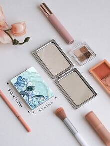 Foldable Marine Series Vanity Mirror, Ultra-Thin & Portable Hand Mirror, Durable PU Leather, Suitable For All Scenarios And People, Folds Into A Compact Square Shape For Easy Carrying - Multicolor - View 4