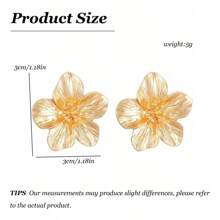 Vintage Gold Floral Statement Hoops - 3D Textured Hypoallergenic Earrings For Women, Spring/Summer Party Glam, Luxe Mother's Day/Birthday Gift, Everyday Dainty Jewelry