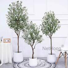 NetHong Lifelike Artificial Olive Tree With Berries – Available In 3 Sizes (50cm, 60cm, 90cm) – Realistic Indoor Greenery In Black Pot - Black - View 2