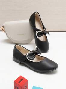 Girl's Dress Shoes, Mary Jane Flats For Flower Girl Party School Wedding (Toddler/Little Girl) - Black-pU - View 3