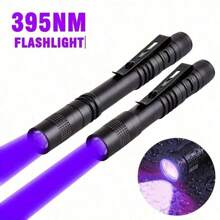 1pc 395nm UV Black Light Flashlight, Small Portable Pocket Pen Lightsfor Leak, Pet Urine, Hotel Inspection, Dry Stain And Dye Detector Ultraviolet Invisible Ink Torch, Ore Moneyscorpion Detection Lamp (Notinclude Battery)