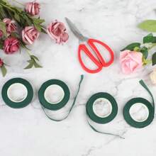 1/3/5 rouleaux de papier de ruban adhésif vert pour bouquet de fleurs - matériau en nylon durable, parfait pour les fleurs DIY, les décorations de mariage et de fête, les arrangements floraux, les essentiels de la décoration d'événement Rouleaux empilés avec soin Ruban facile à utiliser