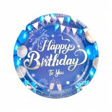 10pcs/50pcs/80pcs Happy Birthday Party Tableware Set Birthday Decoration Navy Blue And Silver Birthday Paper Plates Cups Napkins Dinnerware For For Men Women Birthday Party Supplies - Multicolor - View 7