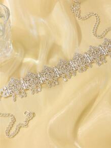 Exquisita cadena para el cabello con forma de gota de agua y borla, tocado de novia argelino, cadena con decoración de rhinestone, longitud ajustable