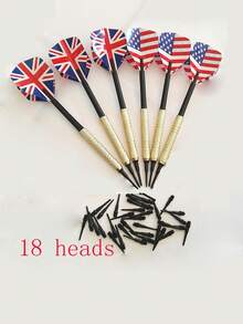 24 件 14 克时尚旗形软式飞镖，休闲塑料头飞镖，6 支飞镖 +18 个飞镖尖