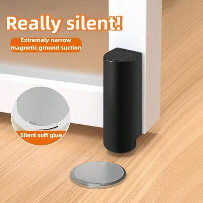 Nova porta de banheiro ultrafina com sucção magnética, silenciosa e sem perfuração, anticolisão e antivento, porta de metal para banheiro com sucção