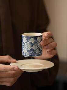 1 件陶瓷茶杯套装，中式功夫茶具竹结杯，适合饮茶、中东茶、阿拉伯咖啡，可放入微波炉和洗碗机 - 彩色 - 查看 3