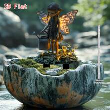 1 pieza Decoración acrílica plana 2D de hada misteriosa del jardín regando plantas, estilo vintage, sin batería, para decoración de jardín exterior con abundante vegetación y lámpara de hada, perfecta para regalos de Acción de Gracias y Fiestas | Diseño de hada vintage | Elaborado con precisión, decoración de jardín