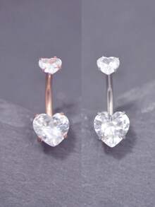 1PC Steel Belly Button Rings Crystal Piercing Navel Heart Style Navel Piercing Earring Belly Piercing Sexy Body Jewelry Ombligo Valentines,Mom,Mother,Mother's Day,Gift - Multicolor - View 25
