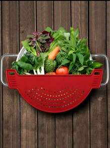 1 pièce Passoire à clip, égouttoir en plastique, passoire en forme de demi-lune, filtre alimentaire, convient pour les pâtes, les légumes, les fruits. Accessoire de cuisine pour évier, s'adapte à tous les pots et bols