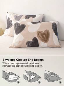 3pcs Heart Pattern Bedding Set (1 Duvet Cover And 2 Pillow Shams), Soft And Skin-Friendly, Suitable For All Seasons, Home, Wedding And Other Occasions - Multicolor - View 7