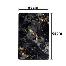 1pc Black And Gold Marble Pattern Floor Mat, Soft Plush Surface, Modern Minimalist Style, Home, Bathroom, Kitchen Decor, Anti-Fatigue Mat Room Decor Bathroom Accessories Back To School Entryway Decor Bathroom Kitchen Decor - Multicolor - View 15