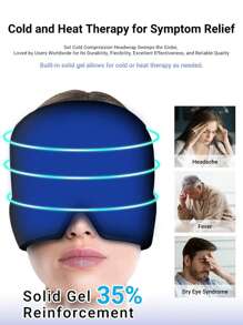 Cappello per emicrania, fascia rinfrescante per il viso con gel refrigerante, maschera per gli occhi con compressione fredda, cuffia regolabile, prodotto rinfrescante per il viso