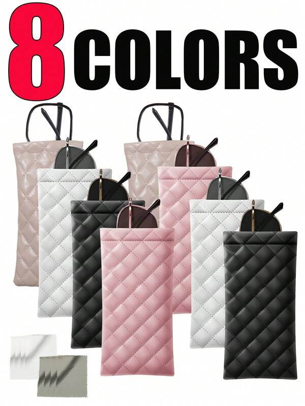 1/2/3/4/6pcs Portable Compressed Eyeglasses Case - PU Leather Multi-Function Storage Bag For Glasses, Phone, Coins, Eye Mask, ,Makeup Bag,Cosmetic Bag,Vacation Organizer,12/18pcs, For Lipstick, Brush, Skincare, Mobile Phone, Coin, Small Items, For Home,Gift,Vacation,Multifunctional Use