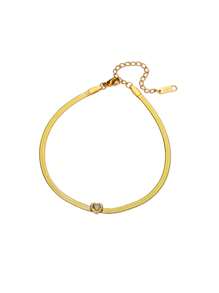 1PC Zirconia Birthstone Heart Anklets For Women Gold Color Stainless Steel Heart Anklet Wedding Birthday Luxury Jewelry Gift