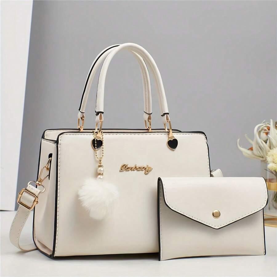 Small Purses And Handbags For Women Fashion Crossbody Bag Shoulder Bag Teenage Girls Satchel Purse Set 2pcs - 白色 - 查看 1