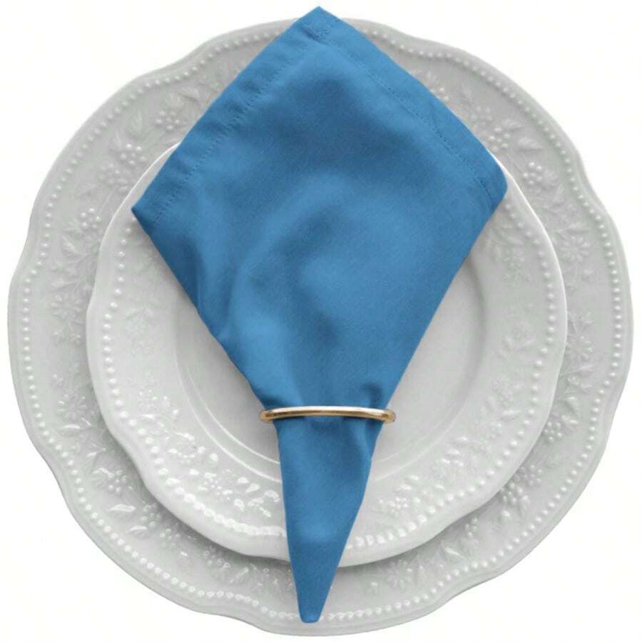 Set Of 4 Table Napkins 30cm X 30cm With Rings 180 Thread Count Percale Fabric