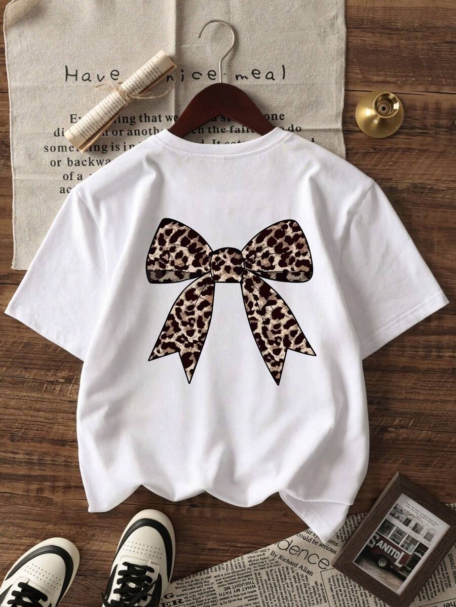 1 件女童休闲印花圆领短袖 T 恤，夏季学生青少年服装 - 适合女孩在水中玩耍的沙滩 T 恤