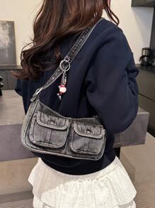 Bolso de hombro de mujer de moda y vintage, versátil bolso de alta calidad para llevar debajo del brazo, bolso de estilo exclusivo