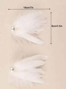 1 音乐节装扮甜美少女羽毛珍珠鸭嘴夹时尚节日风侧脸高级感发夹女头饰蕾丝喇叭领