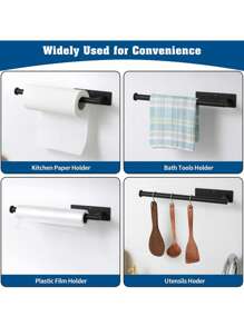 1pc Wall-Mounted Kitchen Paper Roll Holder & Dispenser, Silver Paper Towel Rack
