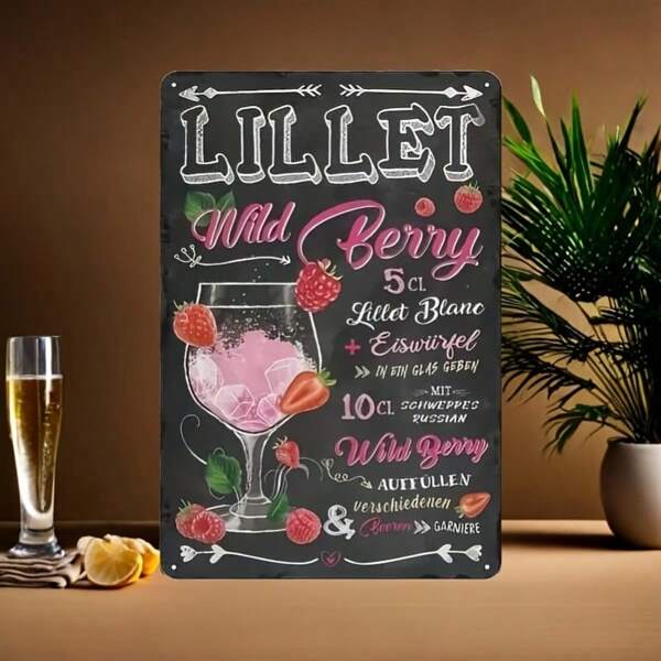 Vintage Cocktail Rezept Metallschild Set - Lustige Zitate für Lillet, Bellini, Cosmopolitan, Margarita - Perfekt für Bar, Pub oder Heimdekoration - 20,32 x 30,48 cm