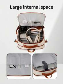 可扩展旅行背包，带衣物收纳袋，大容量多用途女士笔记本电脑背包 - 黑色，可调节肩带，多个隔层，尼龙材质，商务背包 | 可扩展口袋 | 有序收纳，时尚书包带铅笔袋 - 彩色 - 查看 10