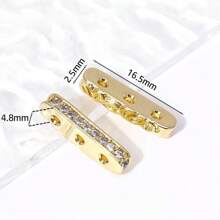 18K Gold Plated Inlaid Zirconia Beads Spacer, 3 Holes Separators For Beads, DIY Beading Jewellery Making Components