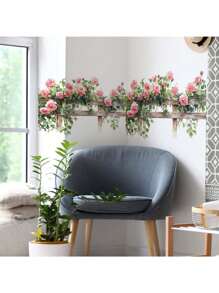 1 pieza Pegatina creativa de cerca con flores de rosa y hojas verdes, duradera, resistente al agua y al polvo, de PVC autoadhesiva y fácil de despegar, adecuada para pegatinas de pared en dormitorio, estudio, sala de estar, restaurante, cocina, decoración del hogar, para renovar tu vida, decoración de fiestas, regalos de cumpleaños y graduación, decoración de habitaciones, decoración de paredes, pegatinas personalizadas