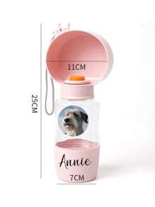 Customized Dog Water Bottle, Personalized With Photo & Name, Portable Pet Water Feeder With Leak-Proof Bowl, Suitable For Outdoor Walking, Hiking, Travel, 20oz Capacity For Small To Large Dogs & Cats