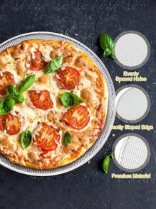 1 pièce Grille à pizza, Plaque à pizza en aluminium, Plat à pizza rond pour pizza, Ustensile de cuisine en maille anti-adhésive pour four, barbecue. Idéal pour les pizzas maison, les anniversaires et les fêtes, les indispensables de la cuisine des fêtes. Article de cuisine durable.