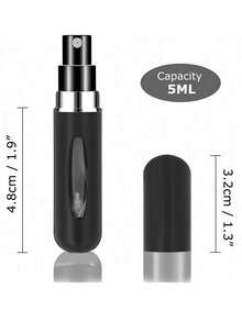 1/5/10 Pcs, 5ml Perfume Atomizer Refillable Spray Bottle, Portable Travel Size Perfume Mist Bottle - Black - View 3