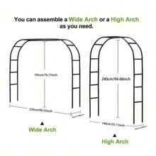 1 pieza Arco de jardín de metal negro - Estructura de acero resistente con diseño de enrejado, ideal para plantas trepadoras, rosas, verduras y enredaderas, decoración exterior perfecta para el Día de San Valentín, decoración de entrada al jardín | Estructura de jardín elegante | Marco de metal duradero, decoración de jardín, regalos para el cumpleaños de verano, bodas, regreso a la escuela, útiles escolares, decoración de habitaciones