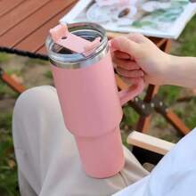 1pc Watersy 40oz Stainless Steel Tumbler With Handle And Straw - Insulated Sports Water Bottle For Men And Women - Perfect Gift
