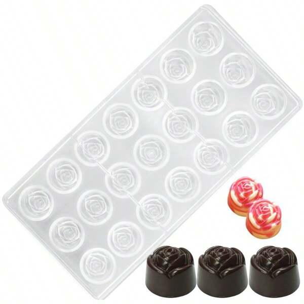 21-Hole Rose Style Transparent Hard Plastic Chocolate Molds Chocolate Candy DIY Making Tool Household Kitchen Baking Accessories Mother's Day Gifts