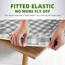 Picnic Table Cover With Bench Cover, Table Cover Suitable For 6-Foot Rectangular Tables, Vinyl Flannel Backing, Elastic Edges - Suitable For Outdoor/Indoor Gatherings And Dining (30x72 Inches, 3-Piece Set, Grey Checkered)