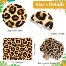 5/10pcs Leopard Pattern Storage Bags, Lightweight Multifunctional Cosmetic Bags, Zipper Bags, Travel Storage Bags, Student Stationery Pencil Bags, Plastic Film Bags, Closed Pockets, EVA Waterproof Toiletries Bags, Coin Purses, School Supplies Tool Bags, Pencil Bags, Card Bags, Sundries Storage Bags, Multifunctional Bags, Large Capacity, Suitable For Travel, Work, And Picnics, Travel Essentials, Cruise Essentials, Party Gifts