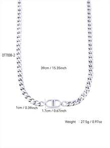 1pc/Set Hip Hop Punk 18K Gold Plated Stainless Steel CD Cuban Chain Necklace And Bracelet Jewelry Set, Suitable For Daily Wear And Parties, Accessories