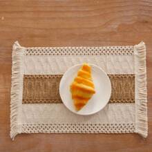 1pc Boho Table Runner Macrame Table Runners For Home Decor ,Cream & Brown Macrame Table Runner With Tassels For Boho Dining Bedroom Decor Rustic Bridal Shower,Farmhouse Rustic Table Runner,Place Mat,Thanksgiving Christmas Home Decor (Multiple Sizes Available)