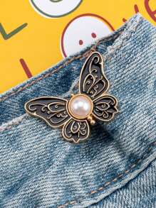 1 Paar Damen Tier Muster Schmetterling Taillenkorsett Schnalle, Faux Perlen Dekor Taillenkorsett Schnalle für Jeans, verstellbare Doppel-Schnallen Taillenkorsett Clip für Kleider, Röcke, Lässig Kleidung, Feiertage, verhindert Verrutschen, Mode Taille Fixierung