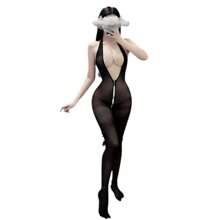 Sexy Lingerie Black Form-Fitting Erotic Lingerie Featuring V-Neck Front, Open-Back Design, Fits 40-70KG With Zipper For Versatile Styling-Ideal For Passionate Nights, Sexy Parties And Adult Gatherings.